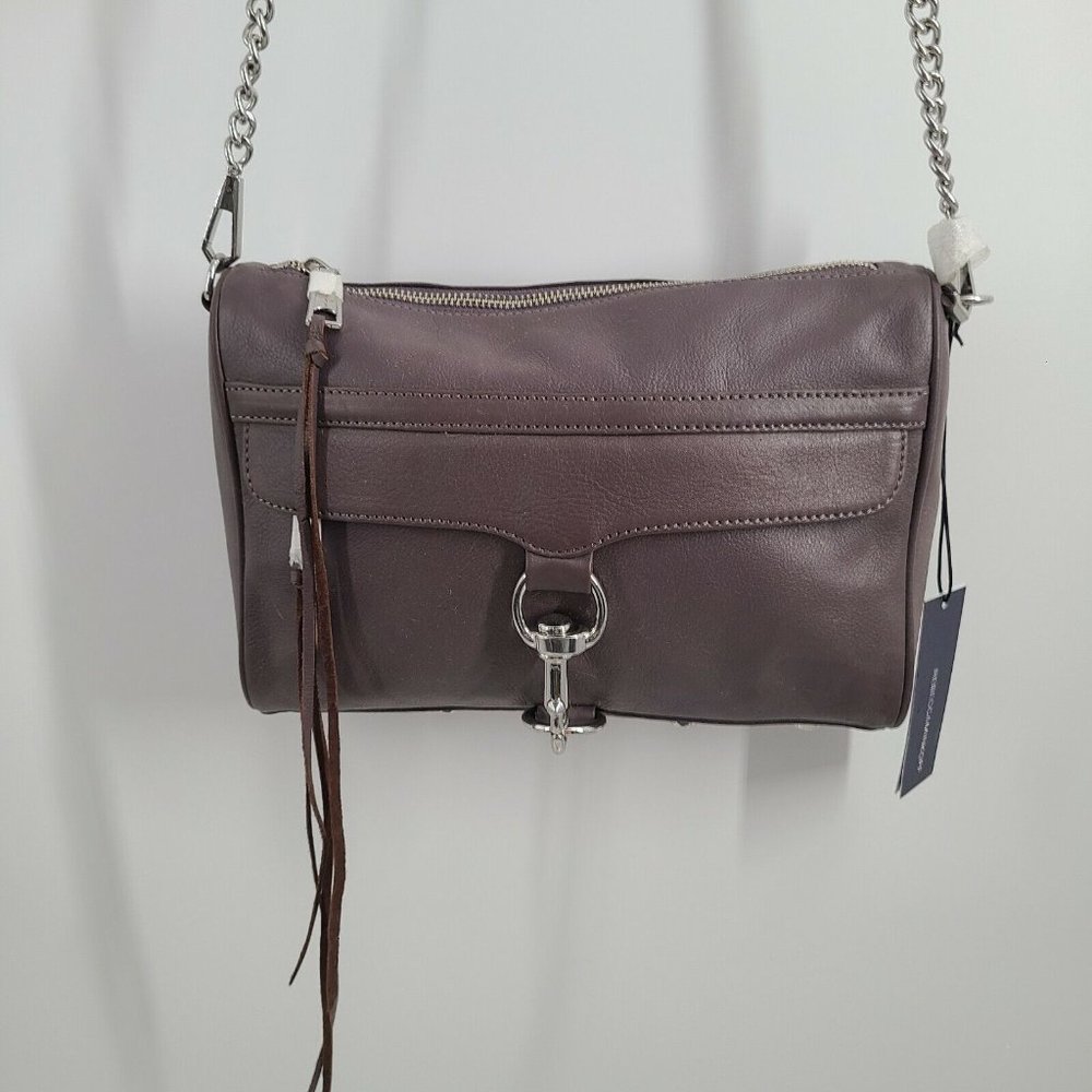 NWT Rebecca Minkoff "Mac" Deep‎ Lavender Leather Clasp Zip Chain Crossbody Bag - Picture 4 of 8